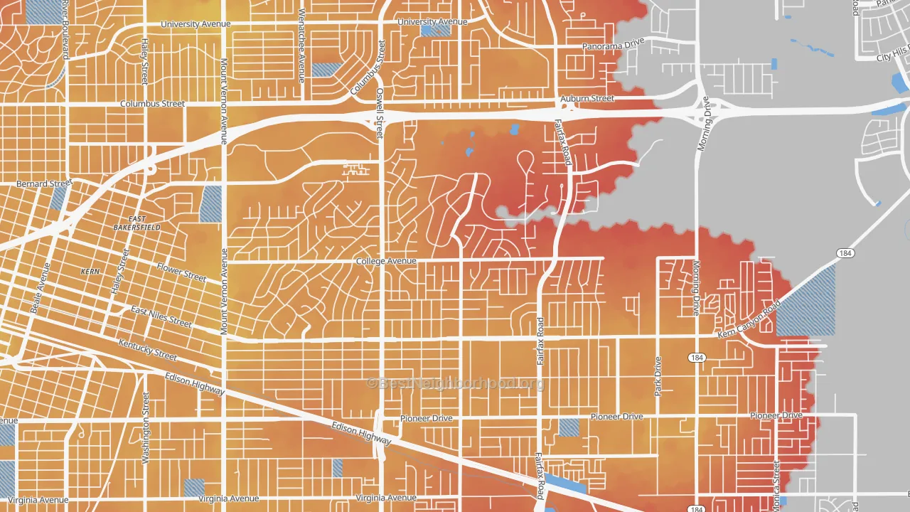 Transit Grade map of Bakersfield Country Club, Bakersfield, CA
