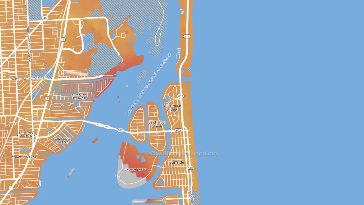 Transit Grade map of Bal Harbour, FL