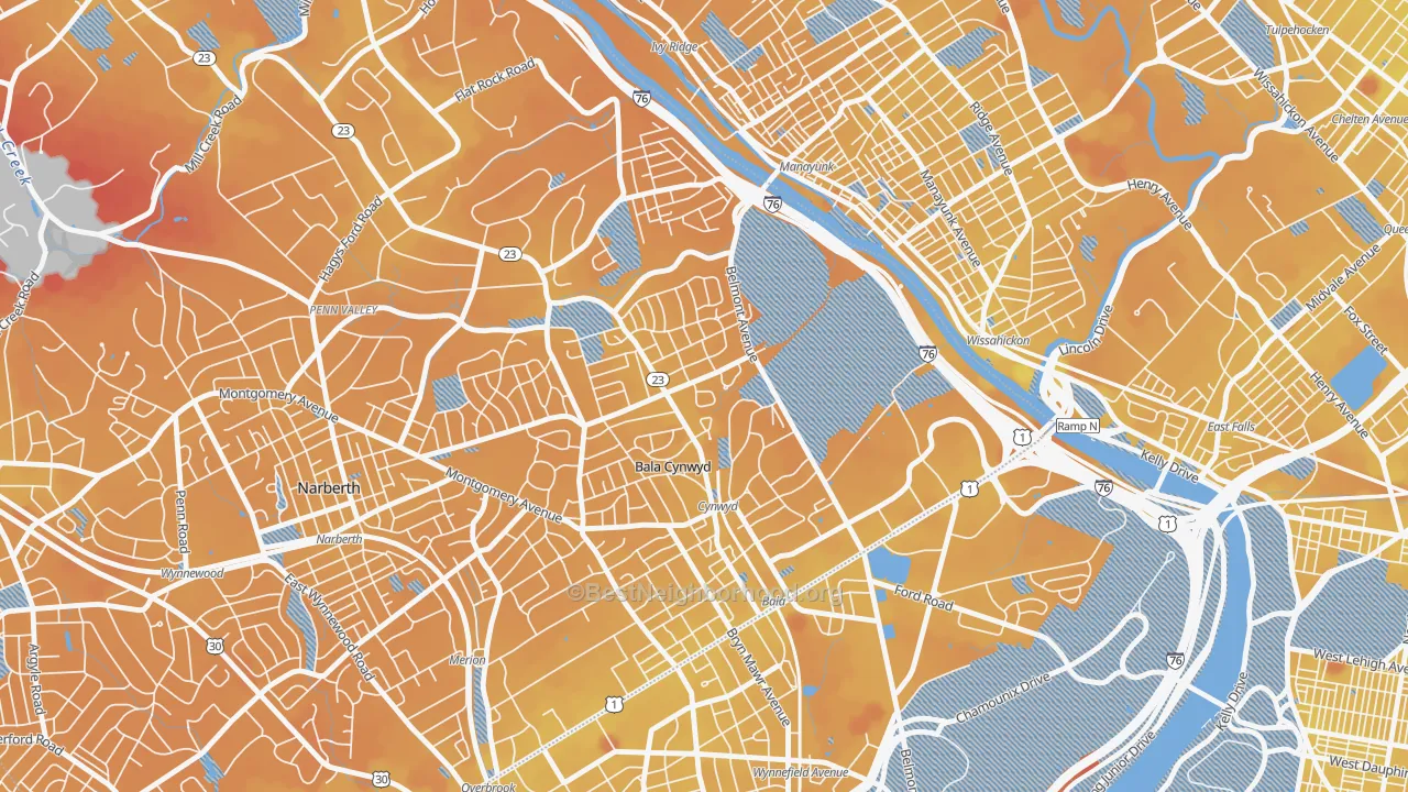Transit Grade map of Bala Cynwyd, Bala-Cynwyd, PA