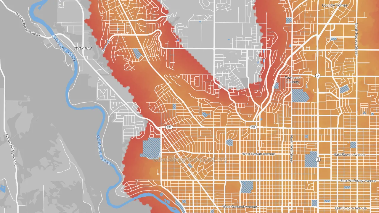 Transit Grade map of Balboa, Spokane, WA