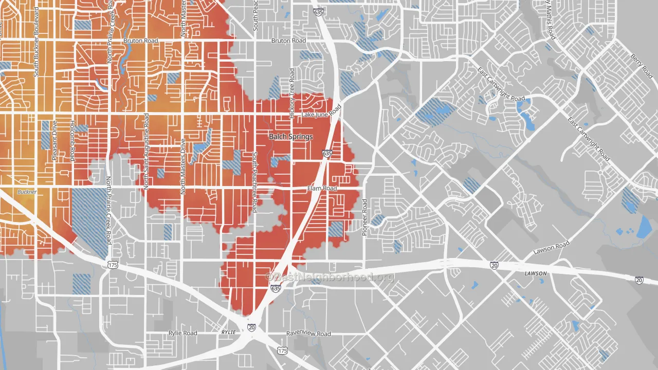 Transit Grade map of Balch Springs, TX