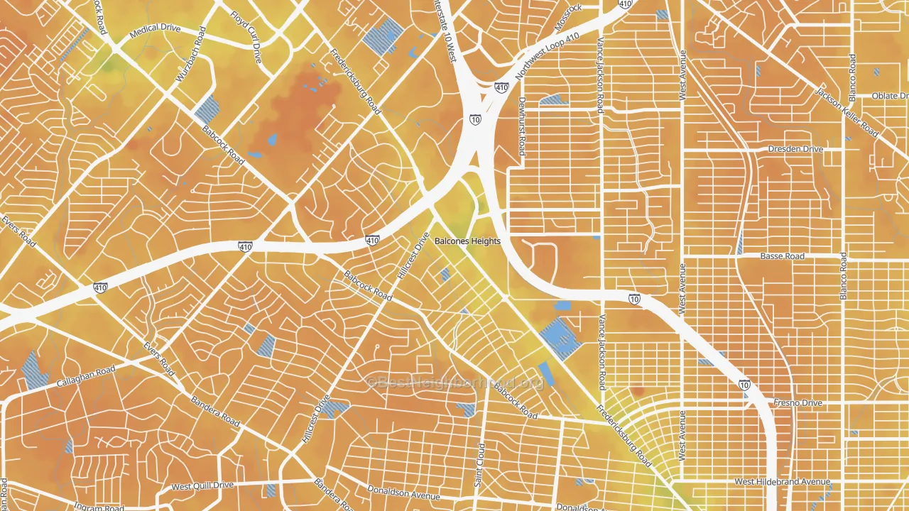 Transit Grade map of Balcones Heights, TX