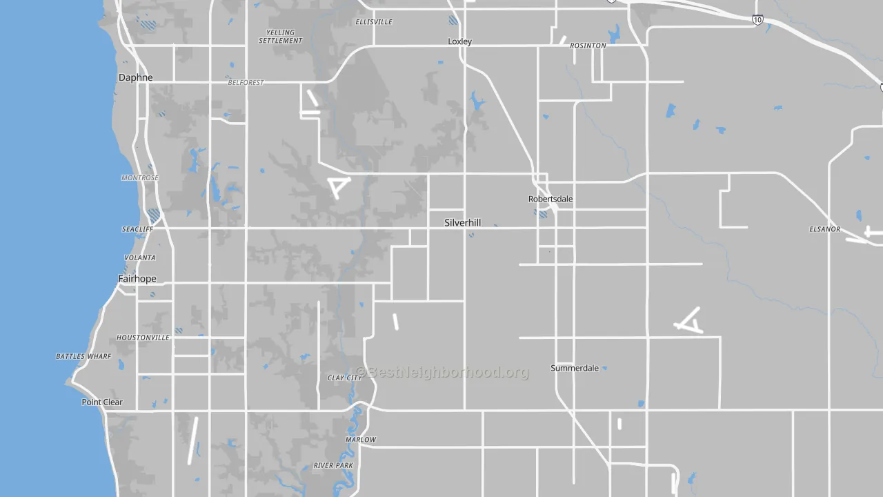 Transit Grade map of Baldwin County, AL