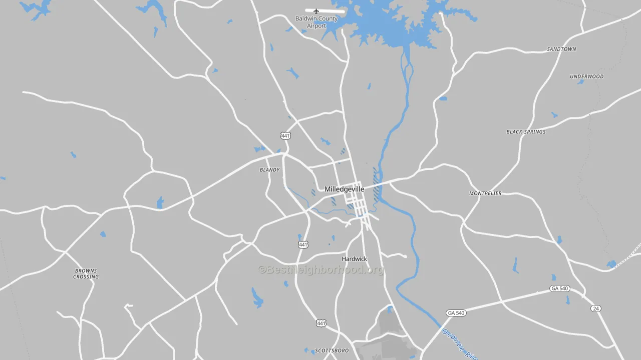 Transit Grade map of Baldwin County, GA