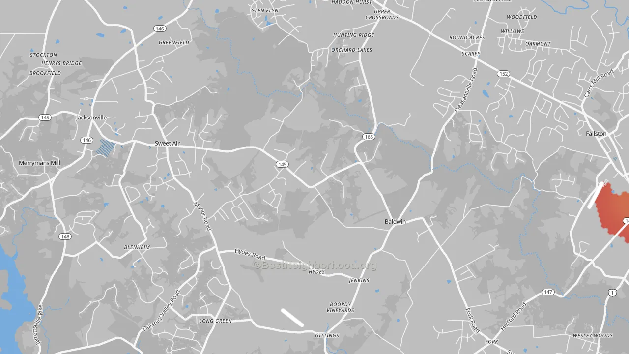 Transit Grade map of Baldwin, MD