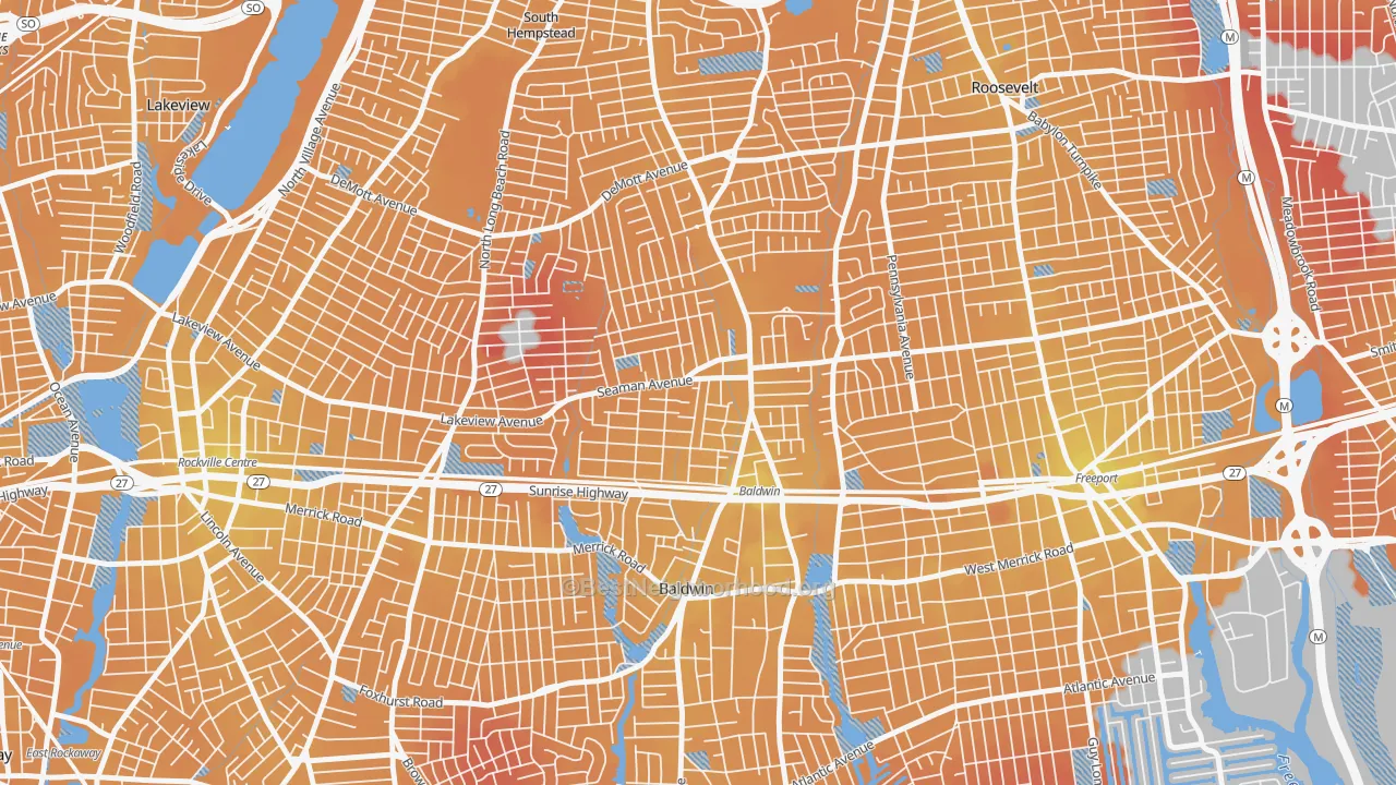 Transit Grade map of Baldwin, NY
