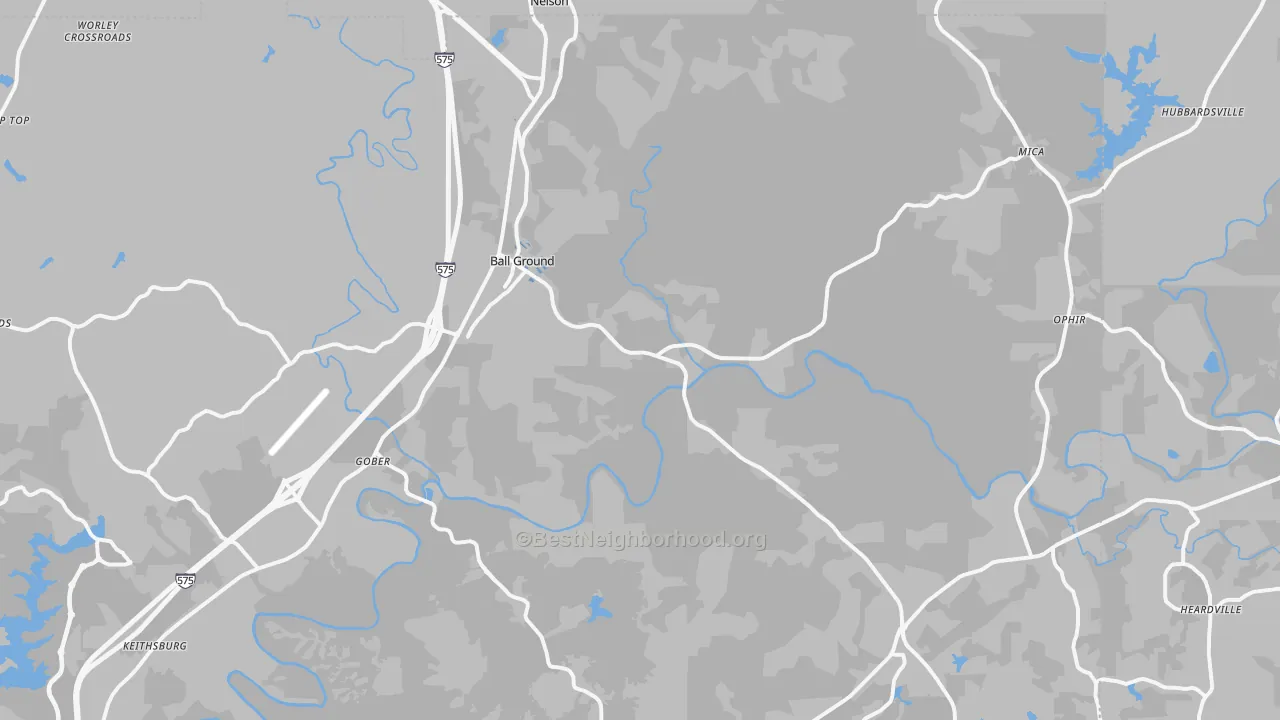 Transit Grade map of Ball Ground, GA