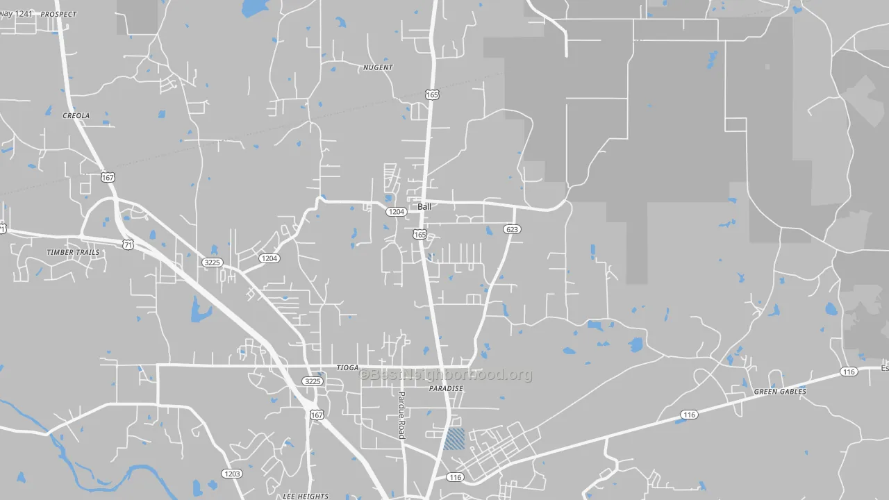 Transit Grade map of Ball, LA