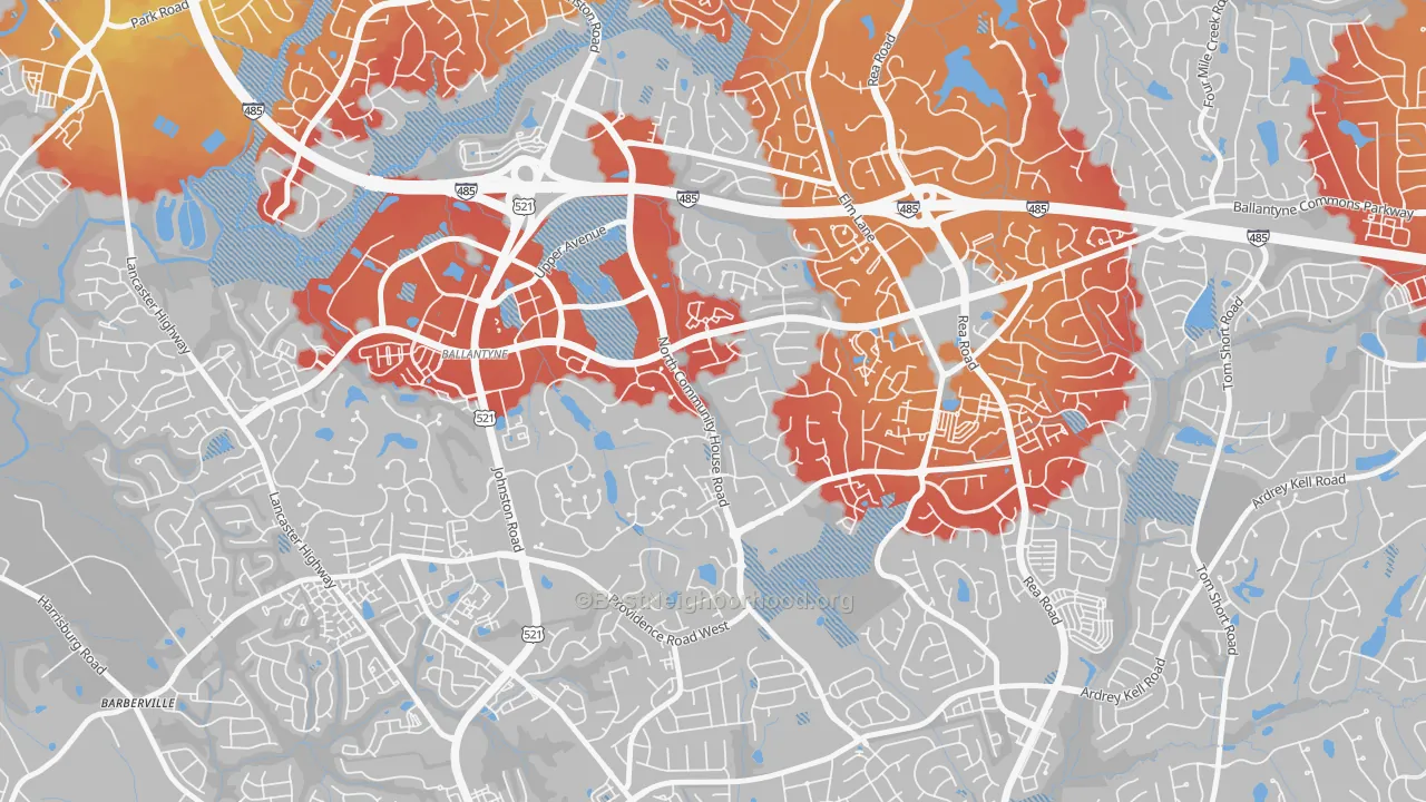 Transit Grade map of Ballantyne East, Charlotte, NC