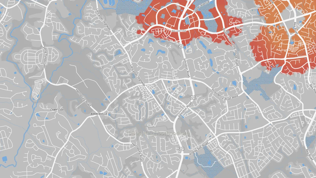Transit Grade map of Ballantyne West, Charlotte, NC