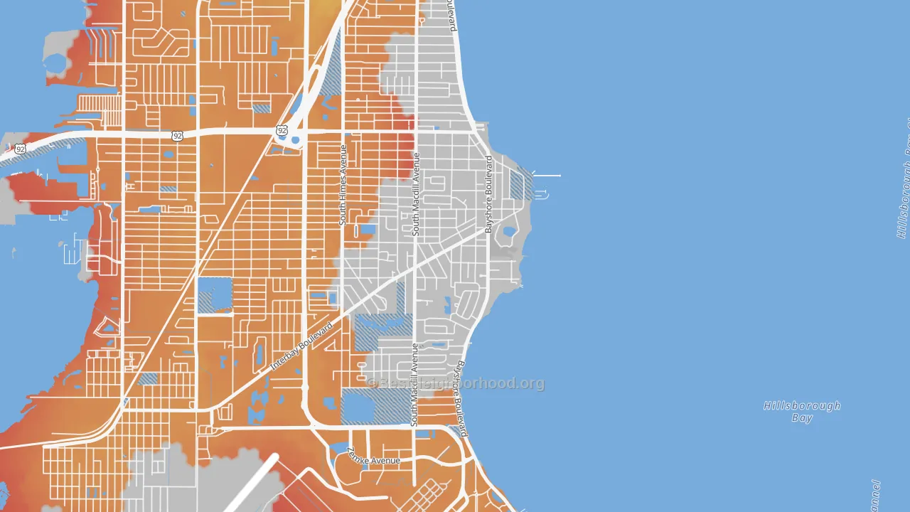 Transit Grade map of Ballast Point, Tampa, FL