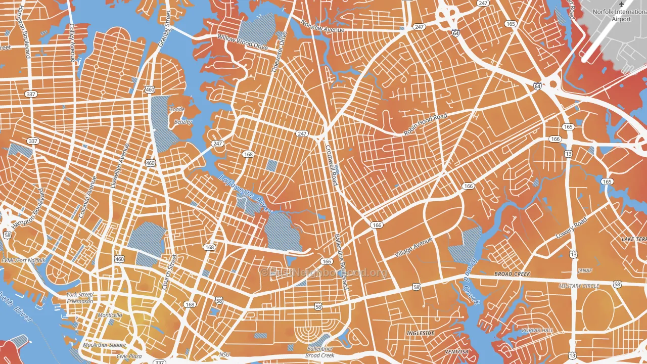 Transit Grade map of Ballentine Place, Norfolk, VA