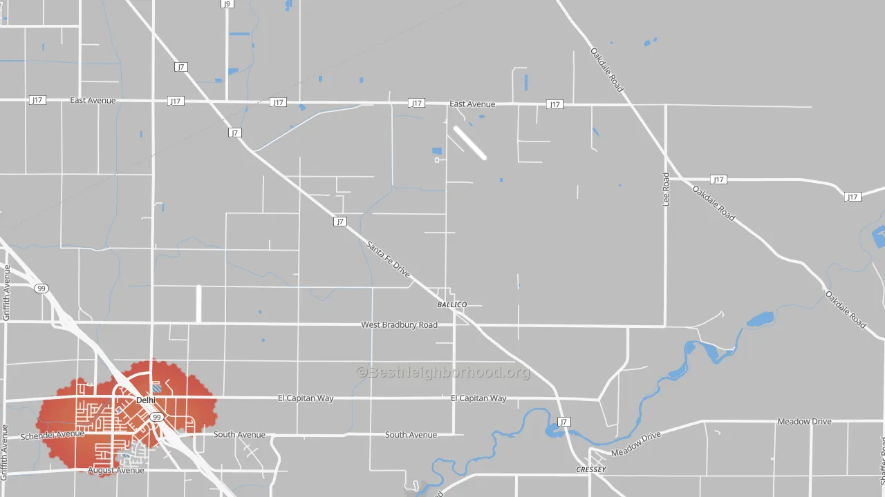 Transit Grade map of Ballico, CA