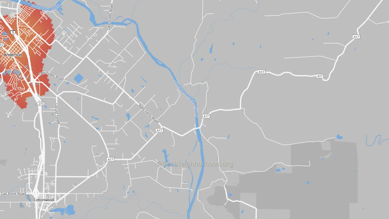 Transit Grade map of Balls Ferry, CA