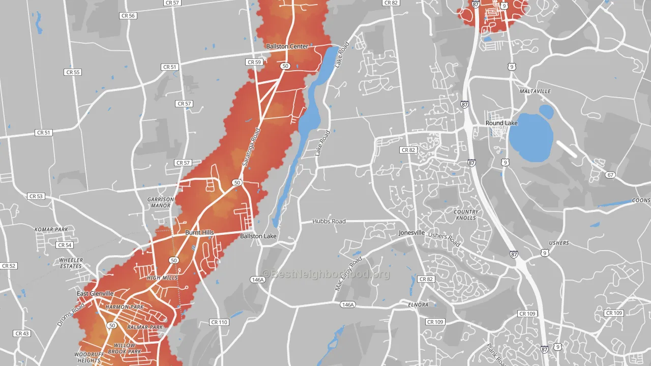 Transit Grade map of Ballston Lake, NY