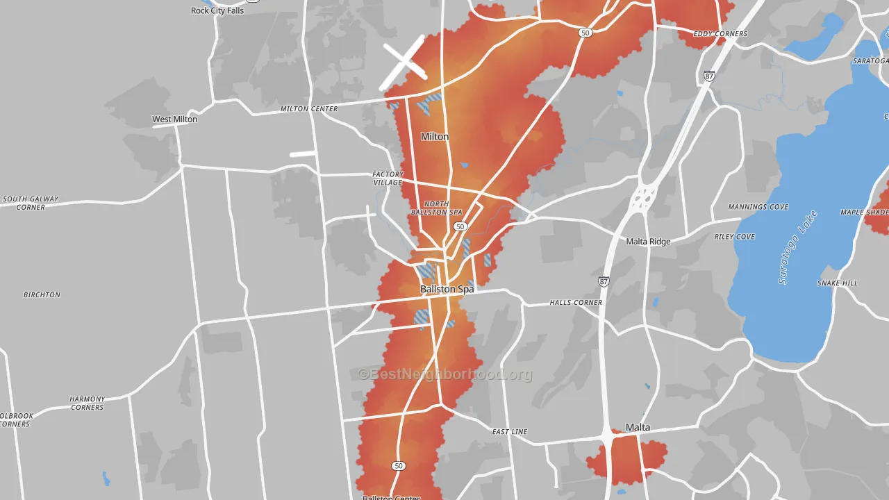 Transit Grade map of Ballston Spa, NY