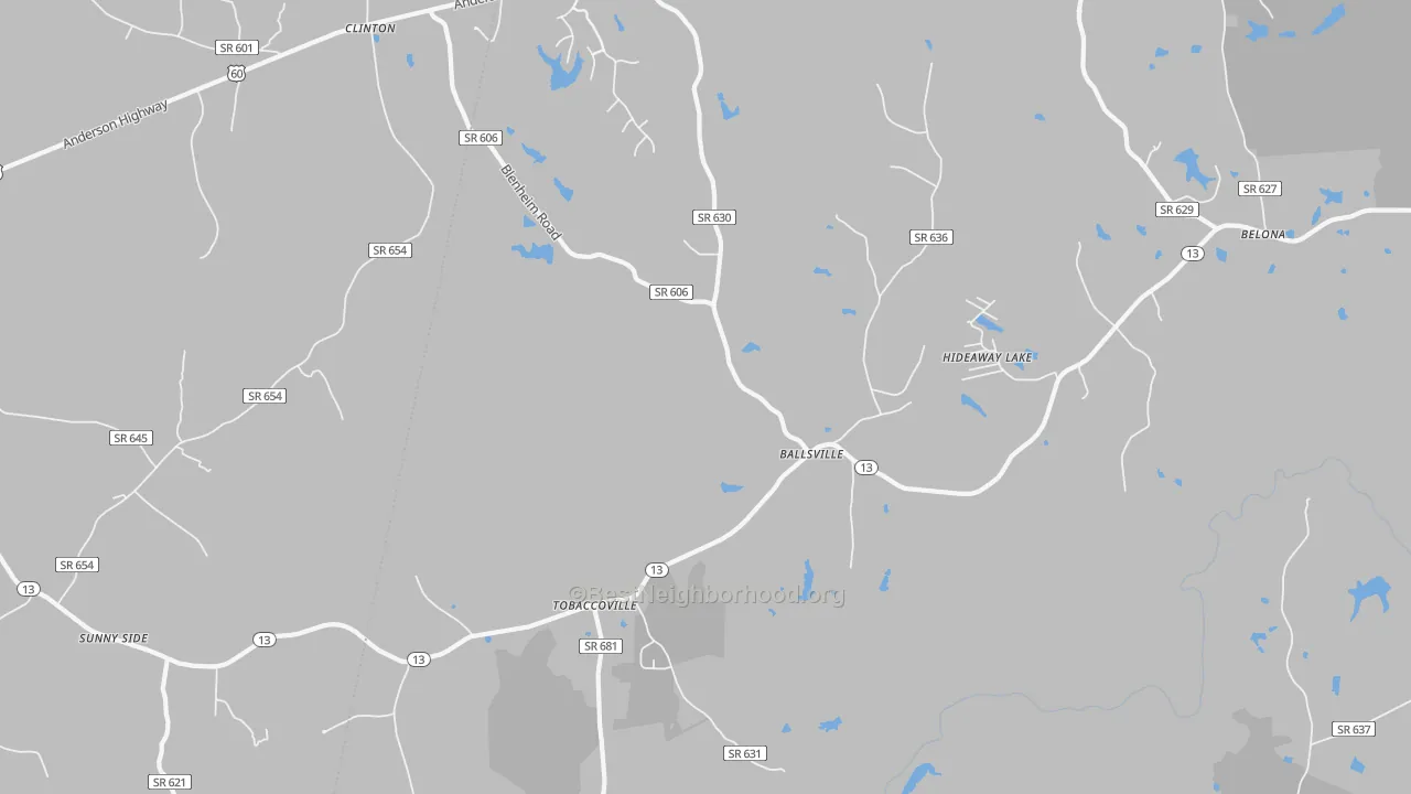 Transit Grade map of Ballsville, VA