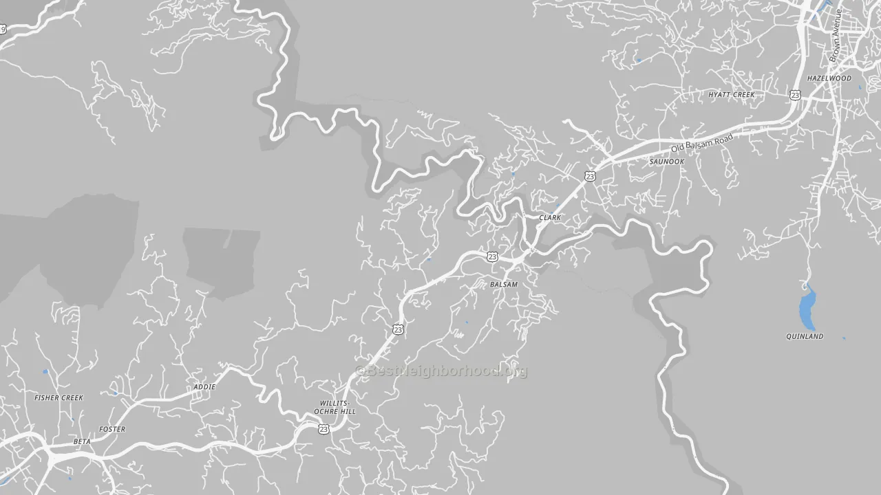 Transit Grade map of Balsam, NC