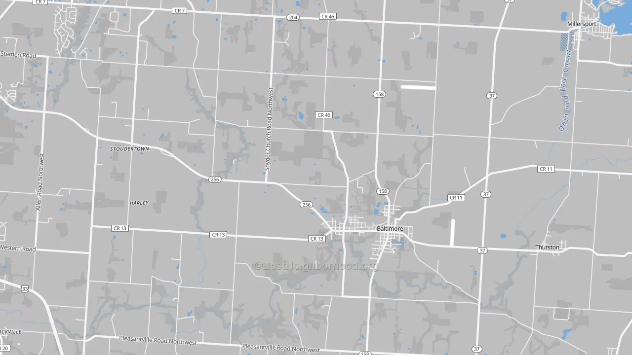 Transit Grade map of Baltimore, OH