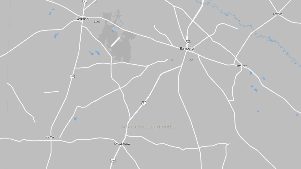 Transit Grade map of Bamberg County, SC