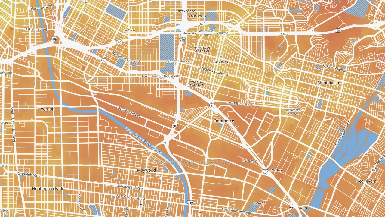 Transit Grade map of Bandini, Commerce, CA