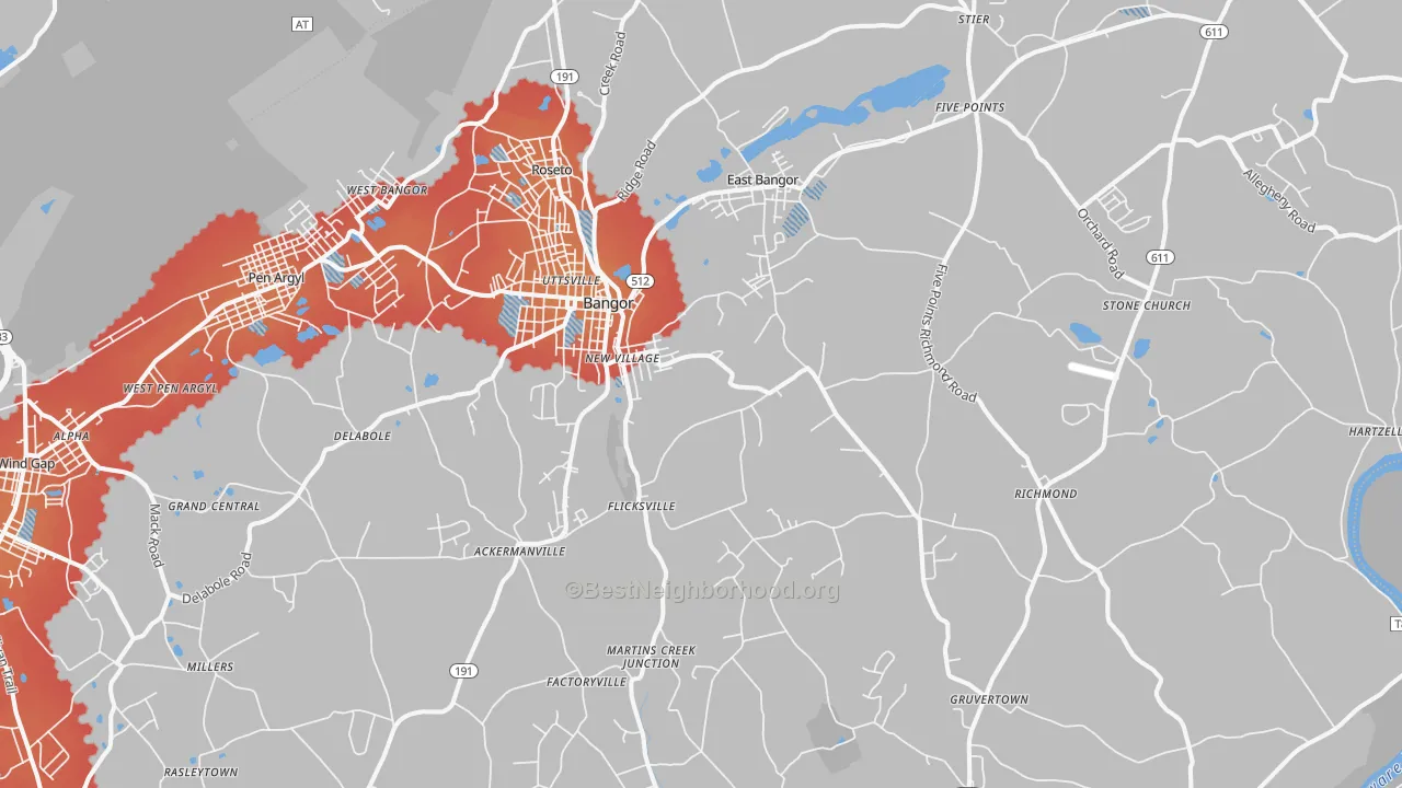 Transit Grade map of Bangor, PA