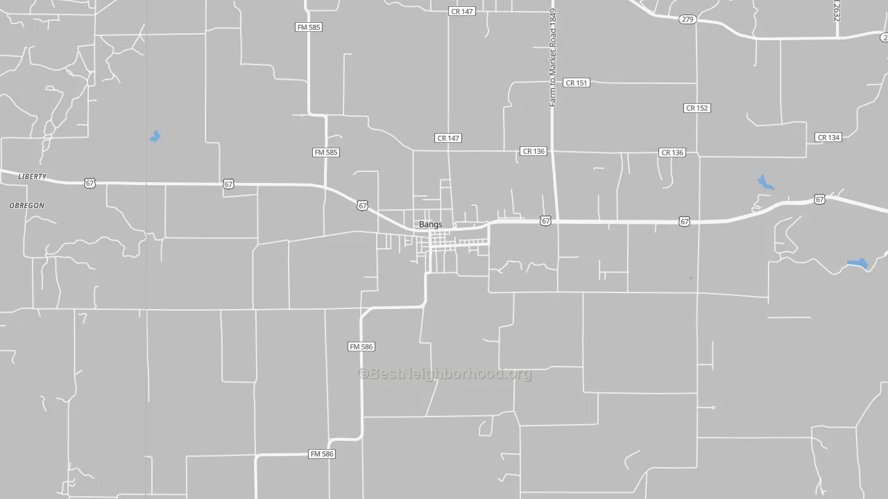 Transit Grade map of Bangs, TX