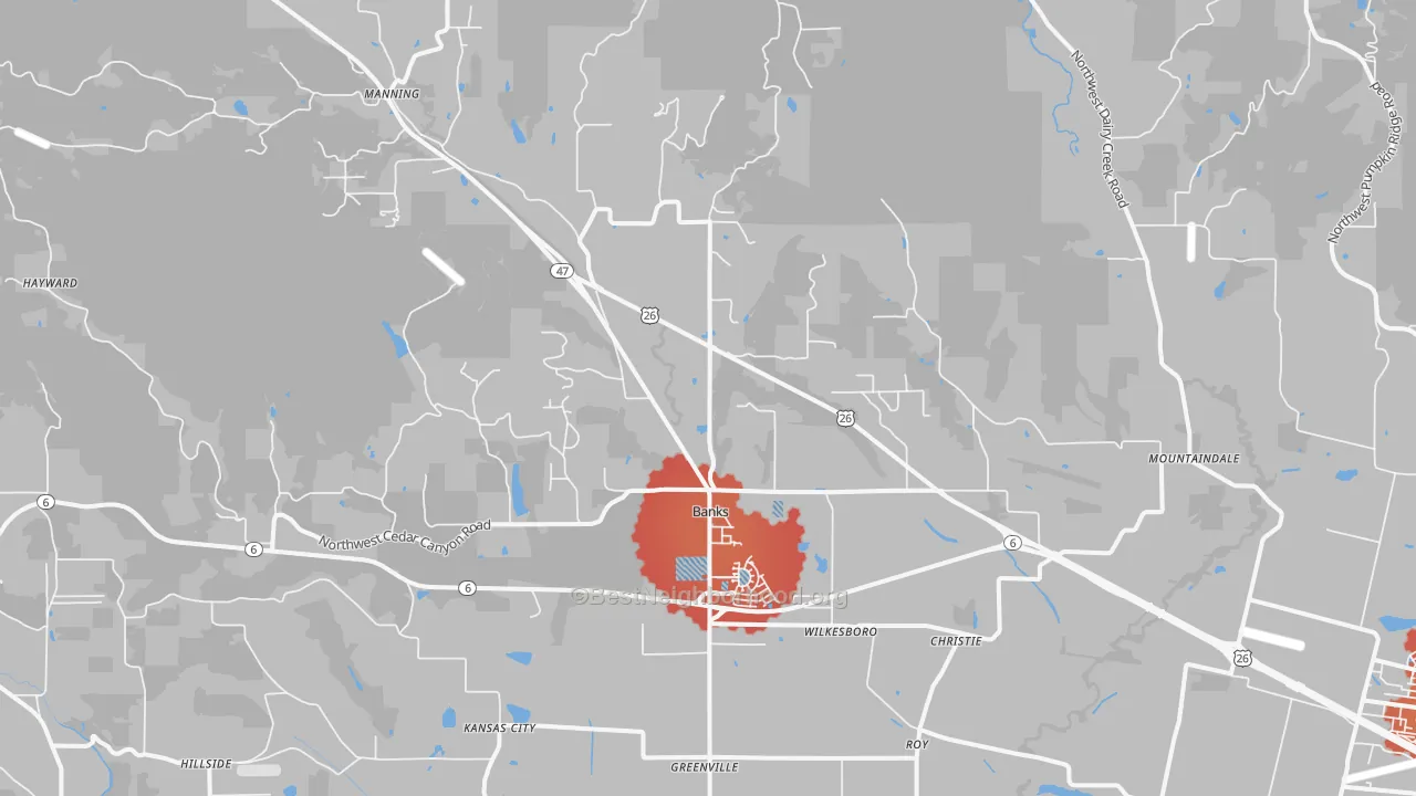 Transit Grade map of Banks, OR