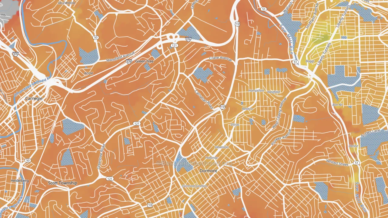 Transit Grade map of Banksville, Pittsburgh, PA