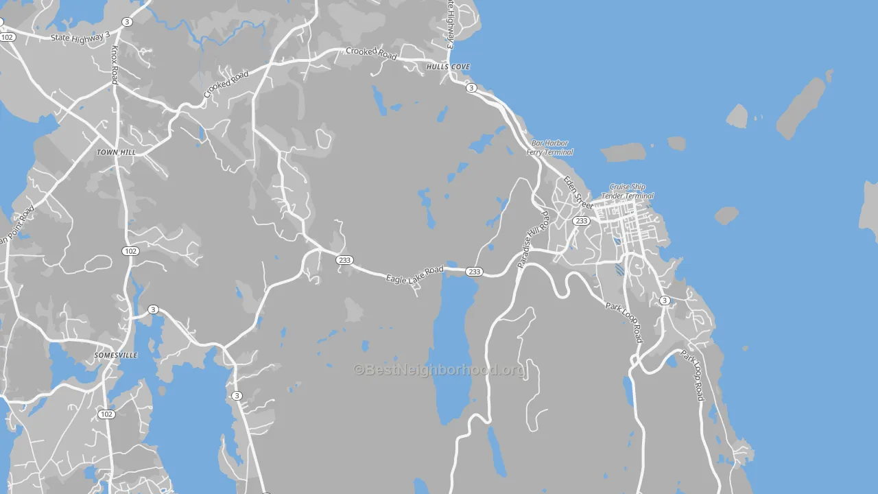 Transit Grade map of Bar Harbor, ME