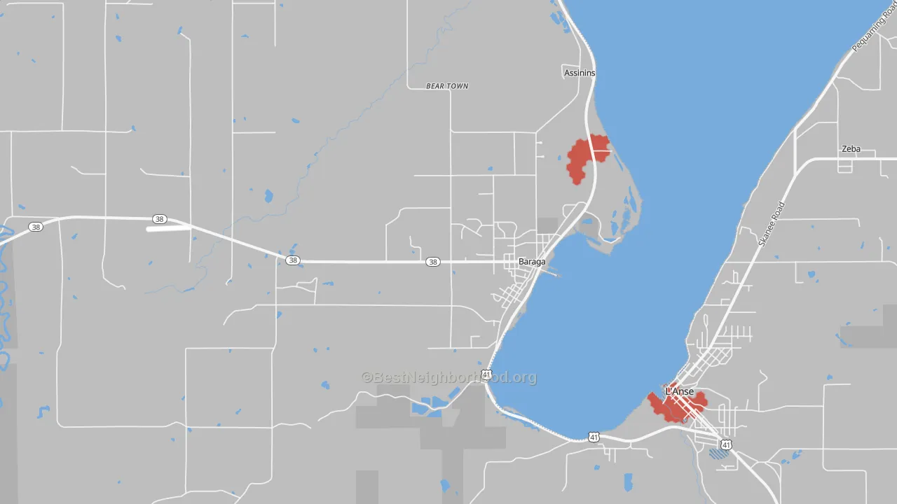 Transit Grade map of Baraga, MI