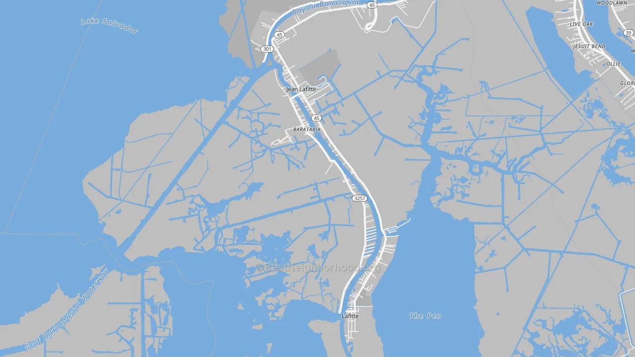 Transit Grade map of Barataria, LA