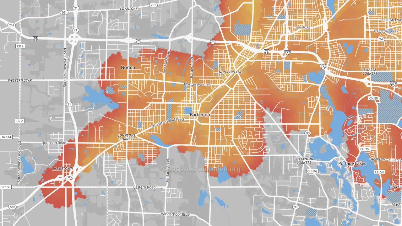 Transit Grade map of Barberton, OH
