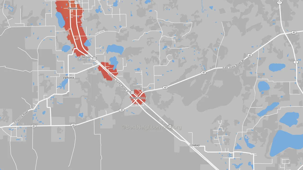 Transit Grade map of Barberville, FL