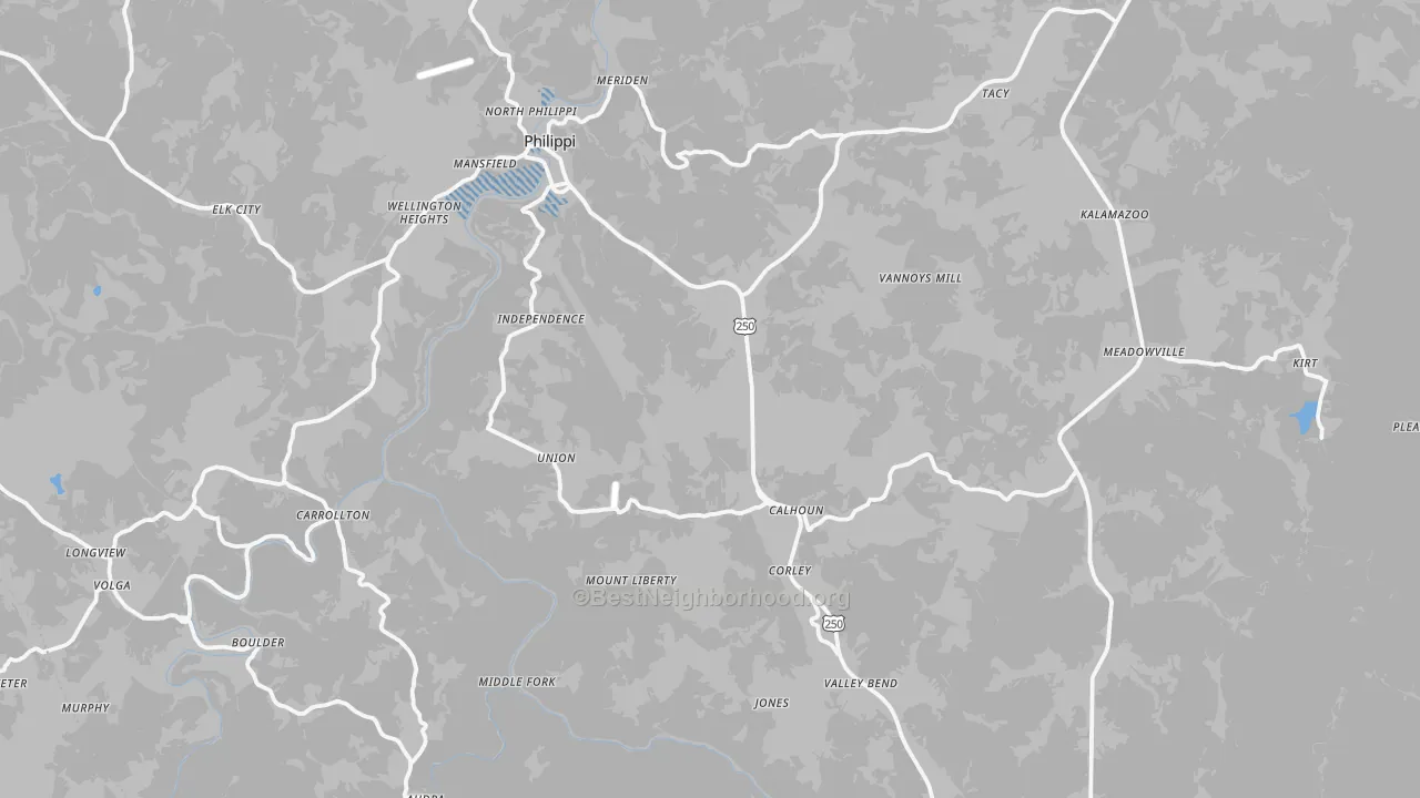 Transit Grade map of Barbour County, WV