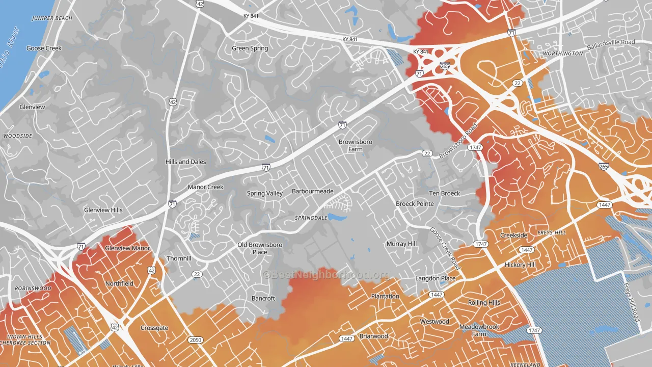 Transit Grade map of Barbourmeade, KY