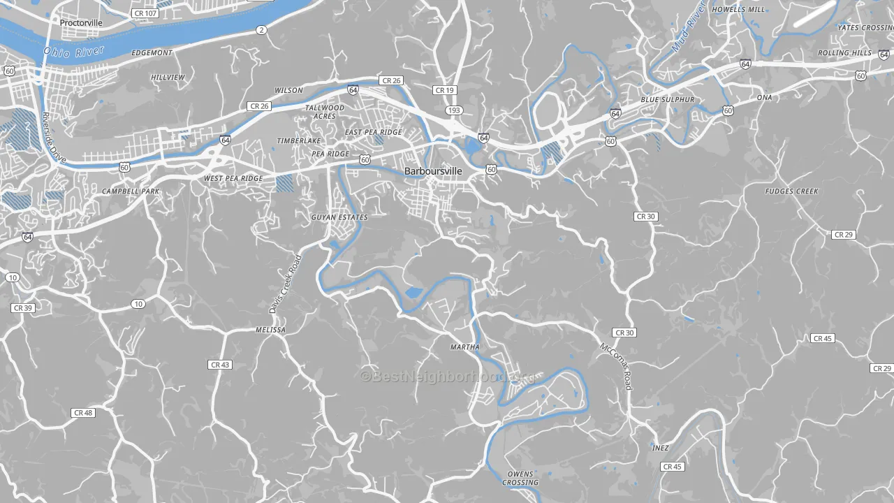Transit Grade map of Barboursville, WV