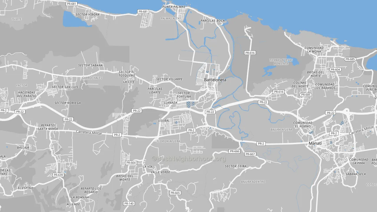 Transit Grade map of Barceloneta, PR