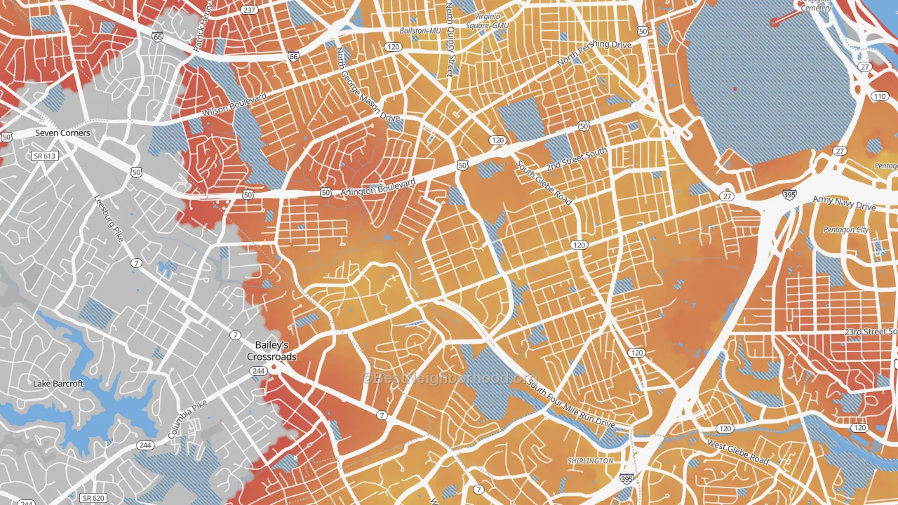 Transit Grade map of Barcroft, Arlington, VA