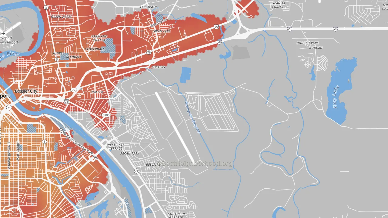 Transit Grade map of Barksdale Afb, LA