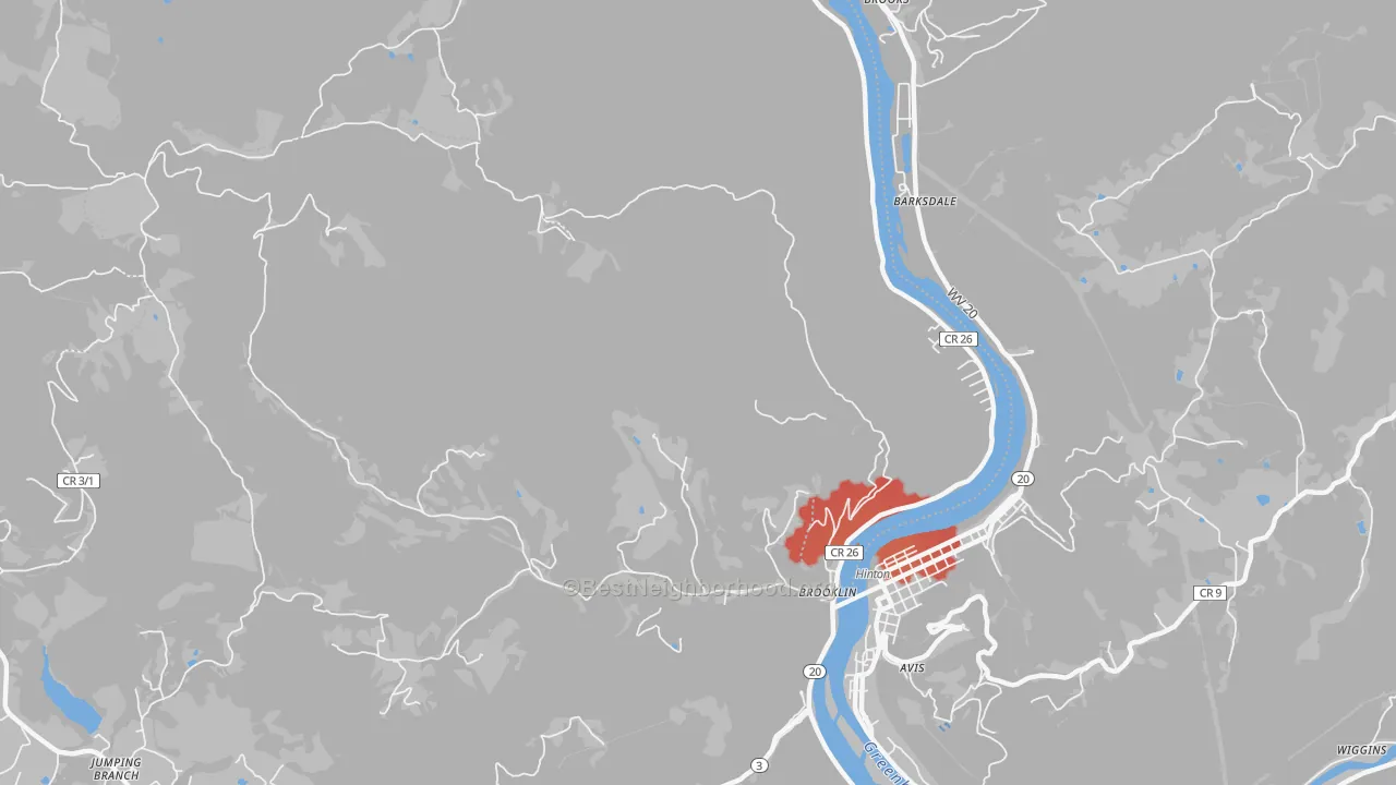 Transit Grade map of Barksdale, WV
