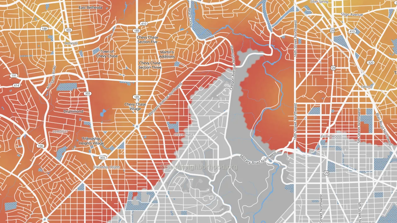 Transit Grade map of Barnaby Woods, Washington, DC
