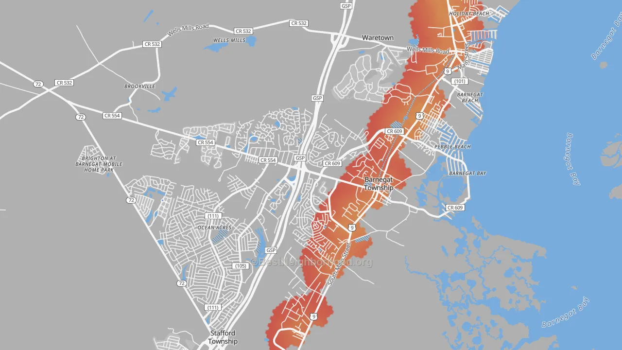 Transit Grade map of Barnegat, NJ