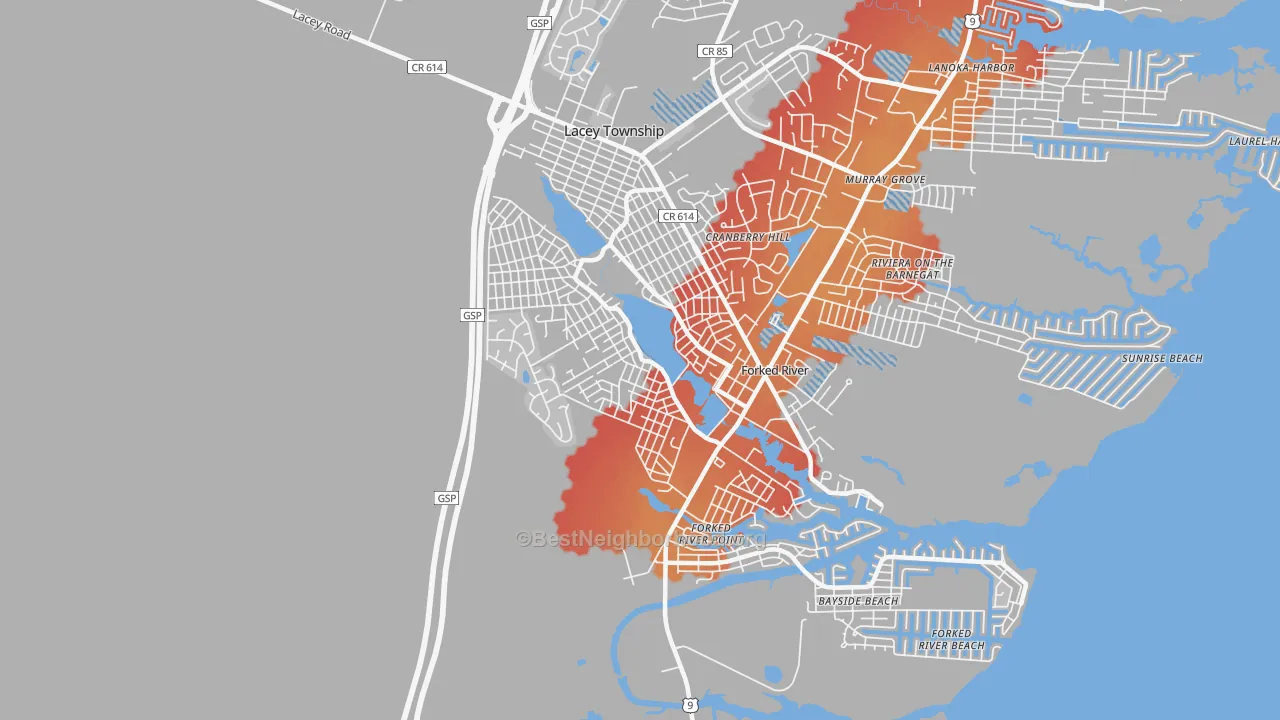 Transit Grade map of Barnegat Pines, Forked River, NJ