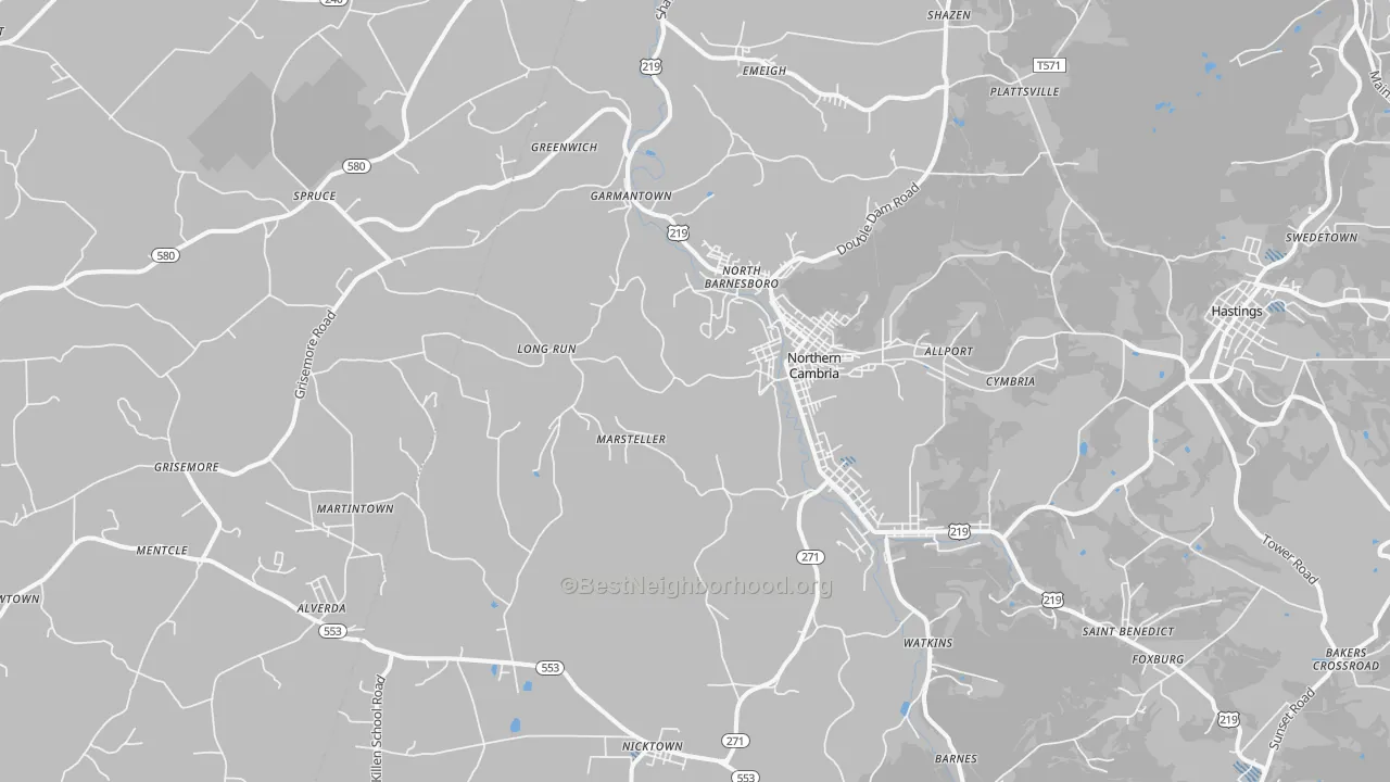 Transit Grade map of Barnesboro, PA