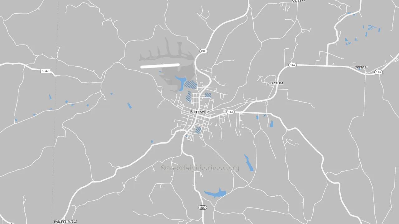 Transit Grade map of Barnesville Historic District, Barnesville, OH