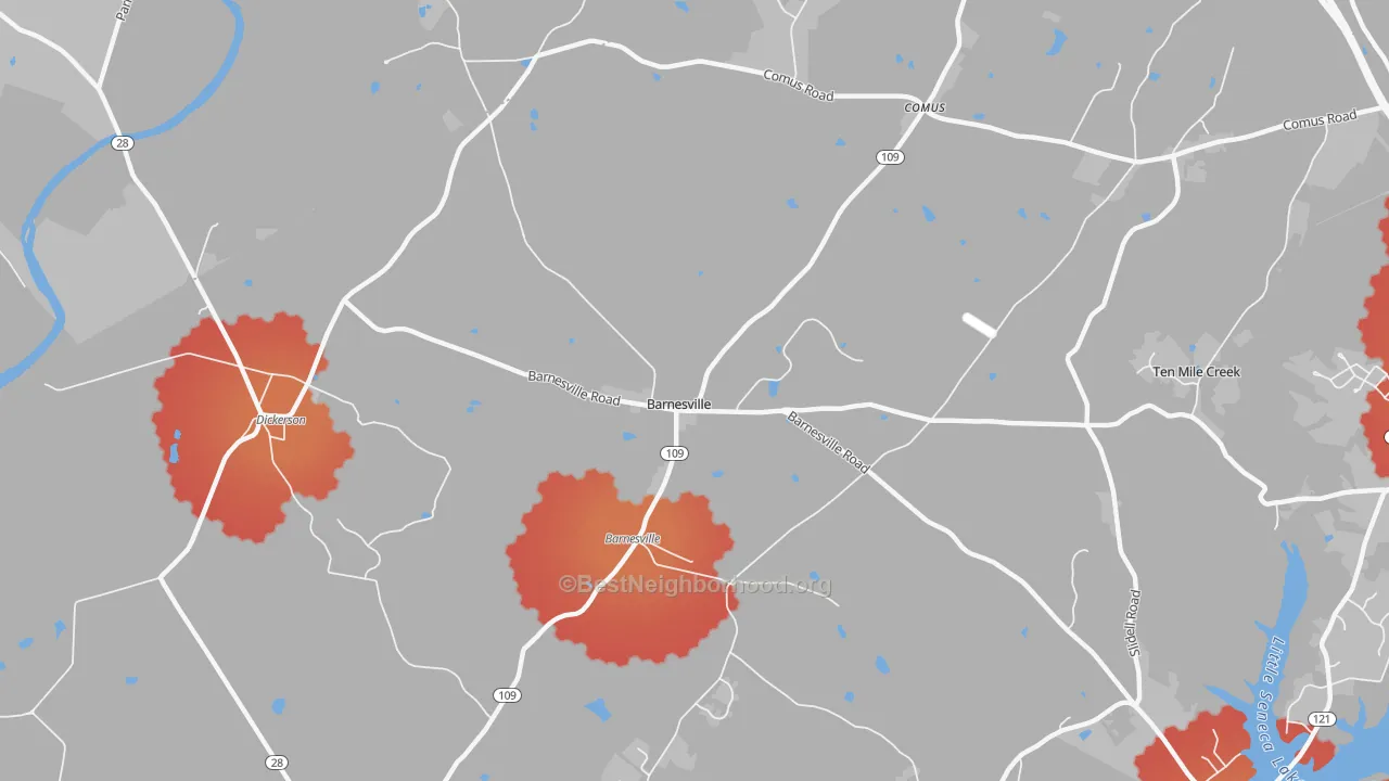 Transit Grade map of Barnesville, MD