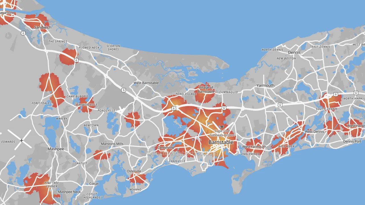 Transit Grade map of Barnstable County, MA