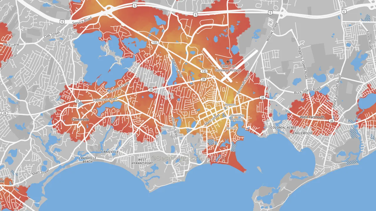 Transit Grade map of Barnstable Town, MA