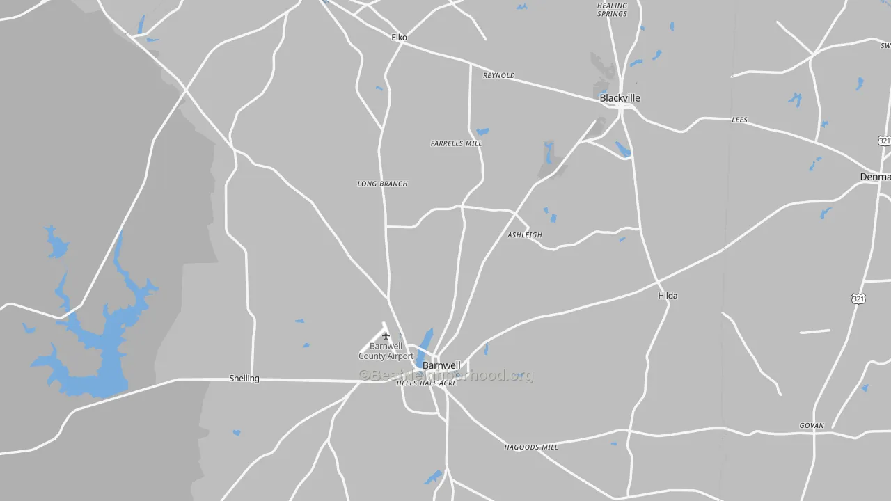 Transit Grade map of Barnwell County, SC